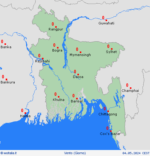 vento Bangladesh Asia Carte di previsione