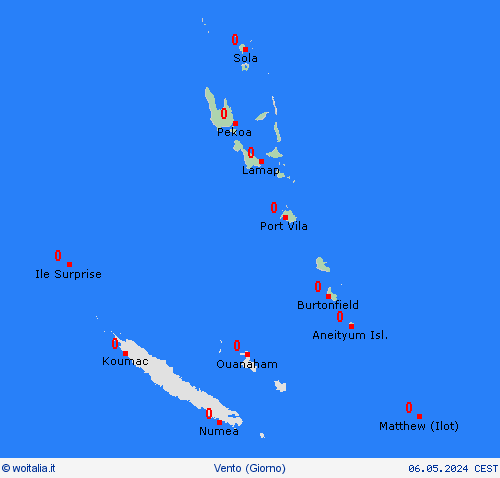 vento Vanuatu Oceania Carte di previsione