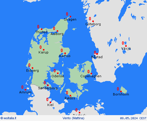 vento Danimarca Europa Carte di previsione