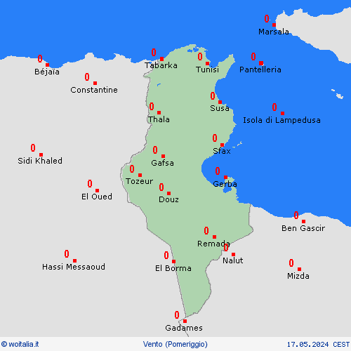 vento Tunisia Africa Carte di previsione