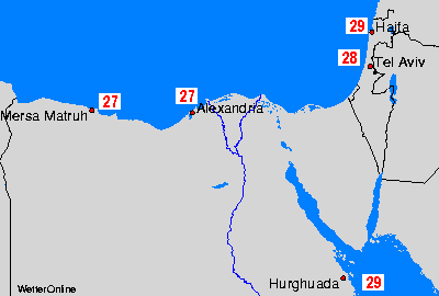 Egitto, Israele Carte della temperatura dell’acqua