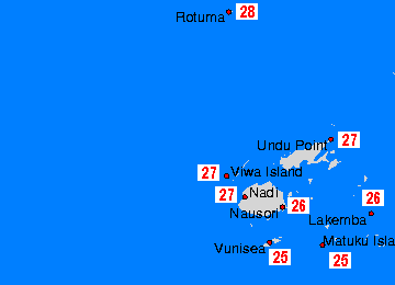 Fiji Carte della temperatura dell’acqua
