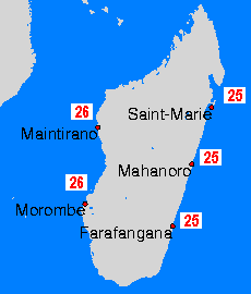 Madagaskar Carte della temperatura dell’acqua