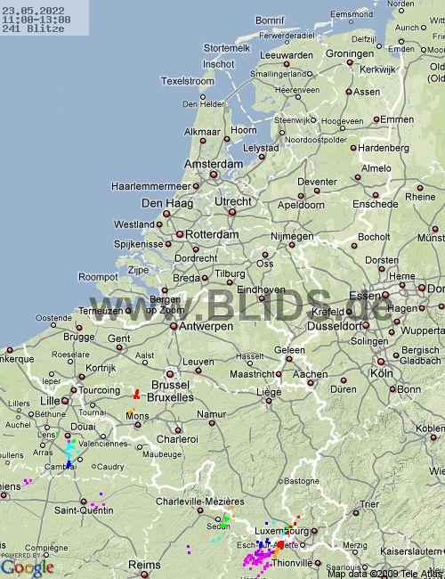 Fulmini Paesi Bassi 11:00 UTC lun, 23.05.2022