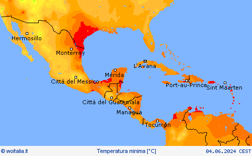 Temperatura minima Carte di previsione