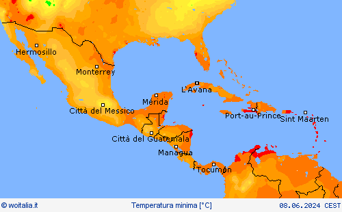 Temperatura minima Carte di previsione