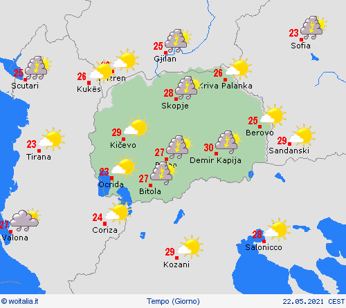 sommario Macedonia del Nord Europa Carte di previsione