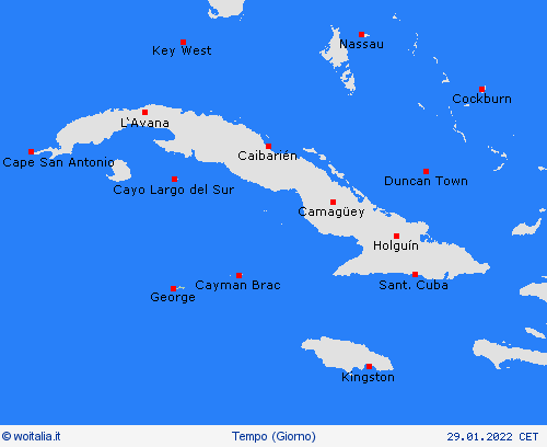 sommario Isole Cayman America Centrale Carte di previsione