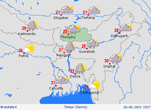 sommario Bhutan Asia Carte di previsione