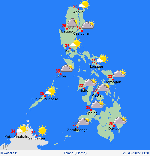 sommario Filippine Asia Carte di previsione
