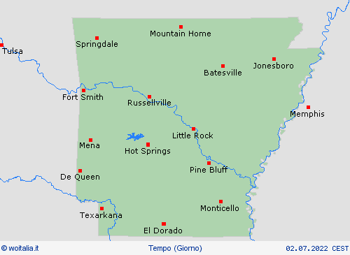 sommario Arkansas America del Nord Carte di previsione