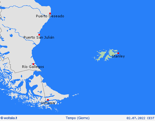 sommario Isole Falkland America Meridionale Carte di previsione