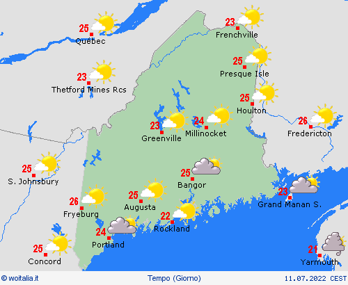 sommario Maine America del Nord Carte di previsione