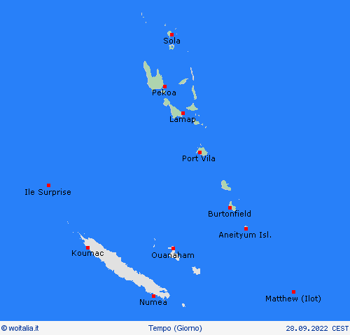 sommario Vanuatu Oceania Carte di previsione
