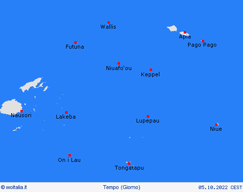 sommario Samoa Americane Oceania Carte di previsione