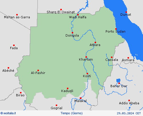 sommario Sudan Africa Carte di previsione