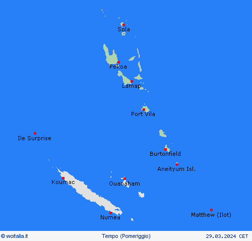 sommario Vanuatu Oceania Carte di previsione