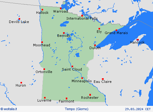 sommario Minnesota America del Nord Carte di previsione