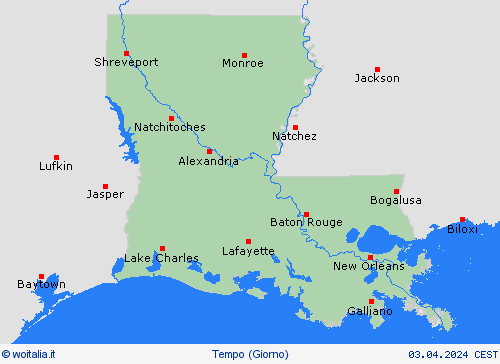sommario Louisiana America del Nord Carte di previsione