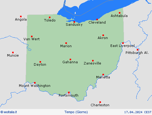 sommario Ohio America del Nord Carte di previsione