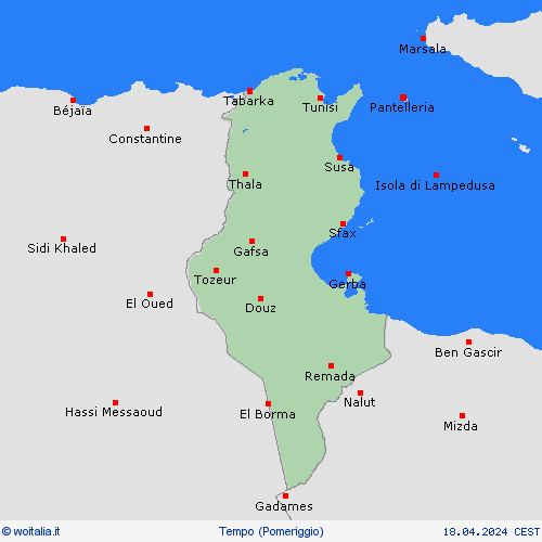 sommario Tunisia Africa Carte di previsione