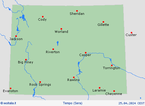 sommario Wyoming America del Nord Carte di previsione