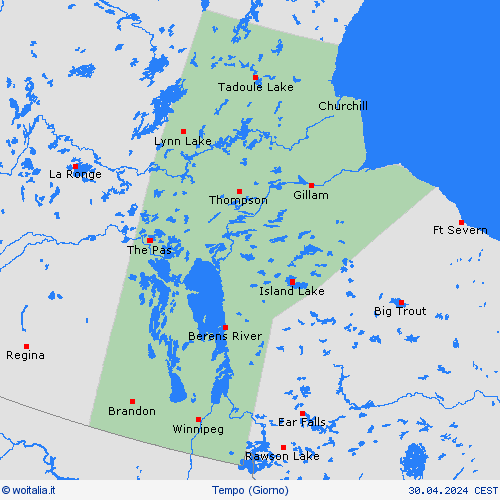 sommario Manitoba America del Nord Carte di previsione