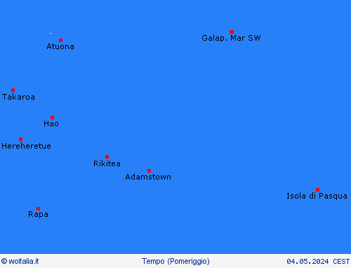 sommario Isole Pitcairn Oceania Carte di previsione
