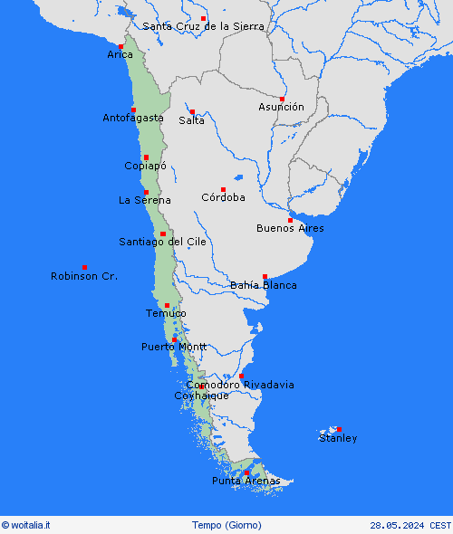 sommario Cile America Meridionale Carte di previsione