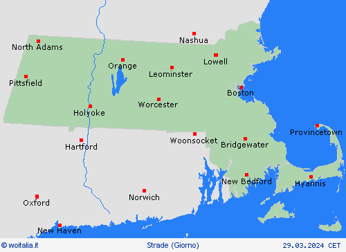 condizioni delle strade Massachusetts America del Nord Carte di previsione