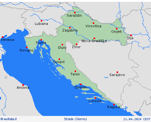condizioni delle strade Croazia Europa Carte di previsione