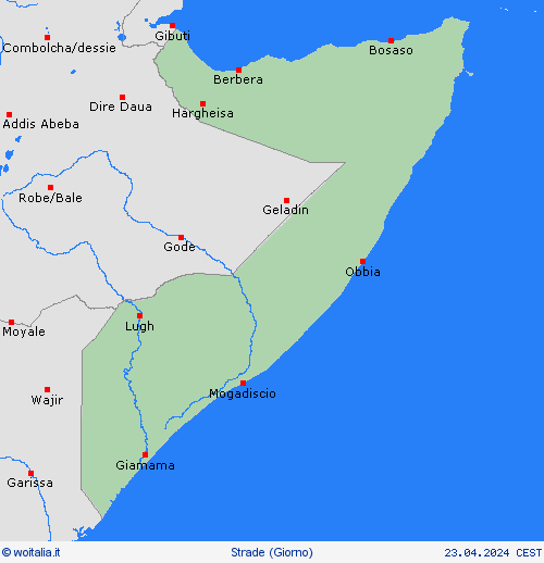 condizioni delle strade Somalia Africa Carte di previsione
