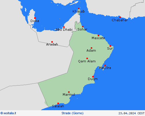 condizioni delle strade Oman Asia Carte di previsione