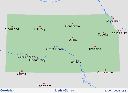 condizioni delle strade Kansas America del Nord Carte di previsione