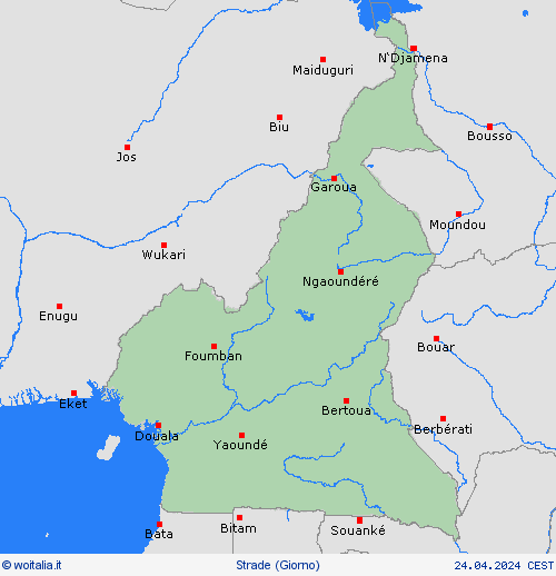 condizioni delle strade Camerun Africa Carte di previsione