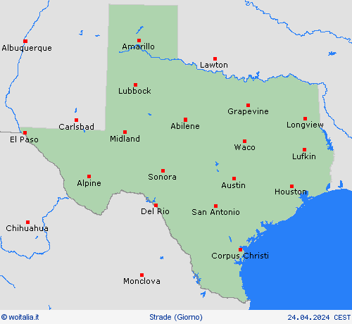 condizioni delle strade Texas America del Nord Carte di previsione