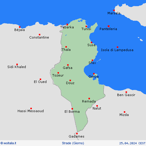 condizioni delle strade Tunisia Africa Carte di previsione