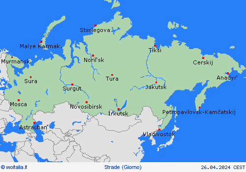 condizioni delle strade Russia Asia Carte di previsione