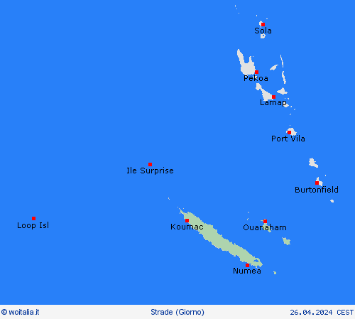 condizioni delle strade Nuova Caledonia Oceania Carte di previsione