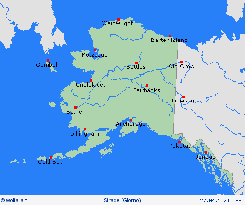 condizioni delle strade Alaska America del Nord Carte di previsione