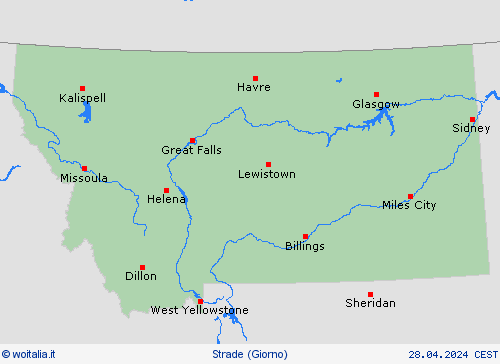 condizioni delle strade Montana America del Nord Carte di previsione