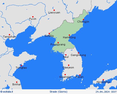 condizioni delle strade Corea del Nord Asia Carte di previsione