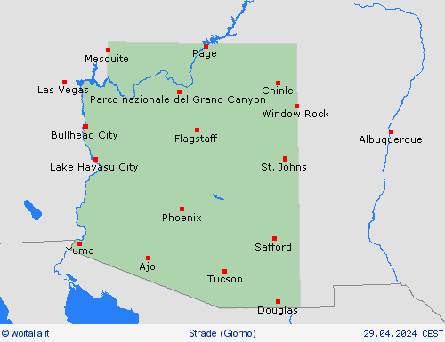 condizioni delle strade Arizona America del Nord Carte di previsione