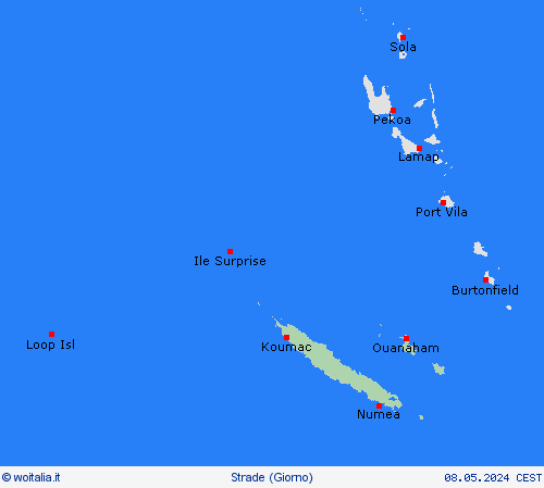 condizioni delle strade Nuova Caledonia Oceania Carte di previsione