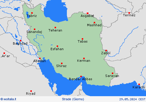 condizioni delle strade Iran Asia Carte di previsione