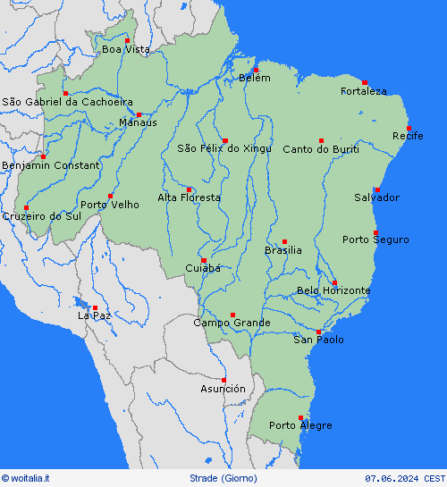 condizioni delle strade Brasile America Meridionale Carte di previsione