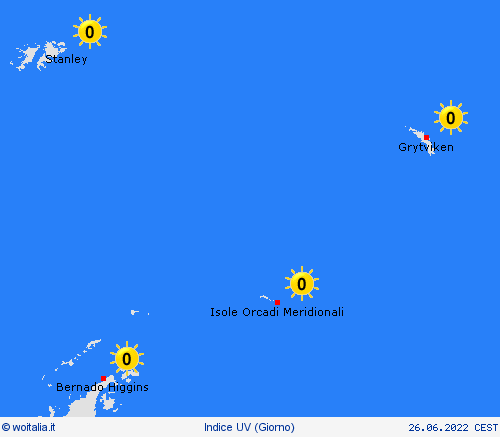 indice uv Isole Orcadi Meridionali America Meridionale Carte di previsione