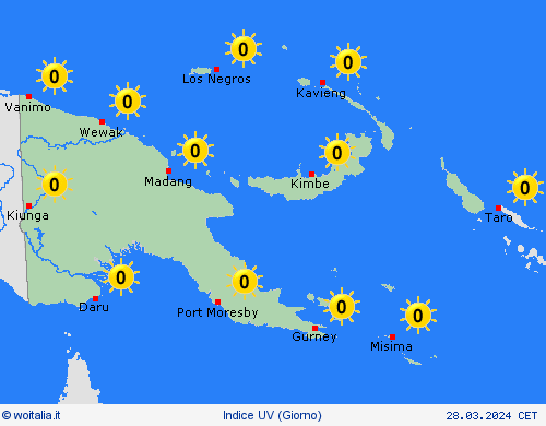 indice uv Papua Nuova Guinea Oceania Carte di previsione