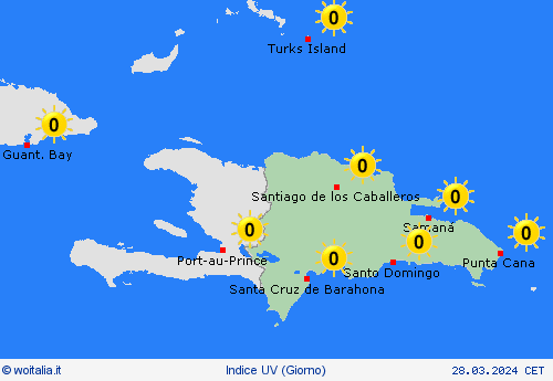 indice uv Repubblica Dominicana America Centrale Carte di previsione