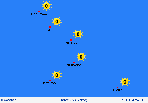 indice uv Tuvalu Oceania Carte di previsione